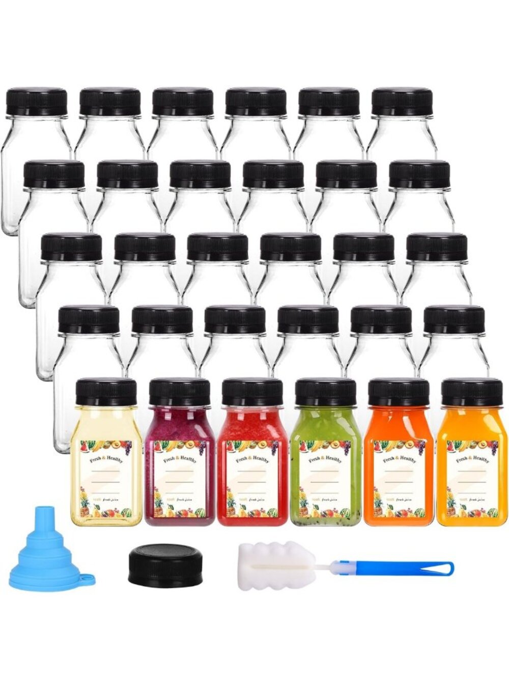 36pcs 4oz Clear Juice Bottles with Caps - Reusable Plastic Containers for